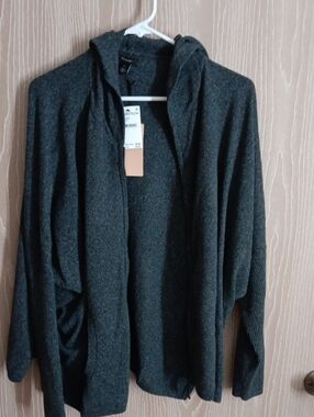 Halogen Dark Gray Hooded Open-Front Cardigan